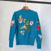 Damenpullover Damen 2022 Winter Runway Weihnachten Vogel Stickerei Pullover und Pullover Frauen Kristall Perlen weiblich Vintage Pullover