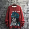 Męskie swetry Para kreskówek sweter z drukowaniem japońskie pulloczyka na drutach runda NE 220823