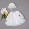 With Hat Vintage Baby Girl Baptism Dresses Set For Girls 1 Year Birthday Party Dress Autumn Winter Christening Gown Clothing Girl3130950