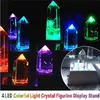 4 LED Light Base Luminous Night Lights Crystal Glass Transparent Objects Display Stand Colorful Square Glorifier