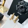 Luxury Brand Designer Stud Earrings Famous Women Crystal Rhinestone Pearl Earrings Wedding Party Jewelry4