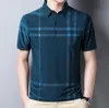 2022 été hommes à manches courtes t-shirt revers lâche vêtements pour hommes jeunes et d'âge moyen plaid commerce extérieur polo chemise haut décontracté