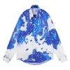 Designer Cloud Blue Hawaiian Style Herren Kurzarmdrucken Shirt Plus Size Casual Kragenknopf loser Strand