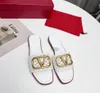 Designer Classic Fashion New Ladies Sandals V Signature Grain Leather Decorative Element Slippers New summer top quality sandals Fancy slippers