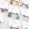 Irregular Stone Hoop Earrings Natural Healing Reiki Crystal Amethyst Drop Ear Charms Huggie Women Gift Fashion Silver Stainless Steel Round Circle Pendant Jewelry