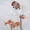 Bathroom Shower Sets Antique Red Copper Faucet Bath Mixer Tap Wall Mounted Hand Held Head Kit Set Kna297Bathroom