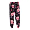 Calça masculina carga feminina negra floral e crânio estampe os joggers 2022 homens casuais harajuku streetwear calça de moletom naom22