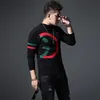 Men's Spring and Autumn New Tops Embroidered Print Turtleneck Sweater Trend Personality Slim Solid Color Versatile Pullover Knitted Bottoming Shirt