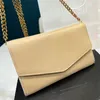 Uptown Chain Bag Wallet in Grain De Poudrer Embossed Leather Clutch Crossbody Cassandra Mini Envelope Wallet with a Flap Snap Handbag Shoulder Bags Pu b1uu#