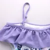 ins modeflicka enstycken sommar baddräkt ruffle designer suspender beachwear 4-14t flickor tecknad tryckt sexiga bikinis barn bekväma badkläder