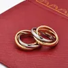 Gold Silver RoseGold Three-ring Crossing Triple Rings for Women Men Lovers 316L Titanium Steel Wedding Band Aneis Anel Bague Femme Original Design Designer Rin