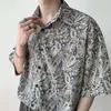 Men's Casual Shirts Men's Summer Shirt Men Harajuku Streetwear Bandana Hip Hop Short Sleeve Male Clothing 2022 TrendyMen's