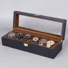 Titta på lådor Fall 6/10/12 Slots träglåda Arrangör Black Gift Fall med glasfönster Mens Holder Collection BoxWatch Hele22