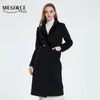 Mélanges de laine pour femmes miegofce printemps automne femmes longues mélange de laine longue manteau élégant collier de fourrure à double poitrine