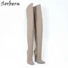 Sorbern 60 cm Hartschaft-Stiefel für Damen, individueller Schaft, weites Bein, Mitte des Oberschenkels, 18 cm Stiletto-Absatz über dem Knie, Fetisch, Unisex