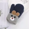 0-3 Years Old Cute Ears Bear Cartoon Childrens Gloves Winter Knitted Wool Double Layer Plus Velvet Thick Warm 954 D3