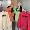 Kvinnors hoodies tröjor koreanska modesweatshirt kvinna vinter varm plus fleece kläder brev tryck sudaderas para mujer överdimensionerade ho