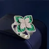 Nouvelle arrivée mode trèfle à quatre feuilles pendentif bande anneaux bijoux de créateur or argent nacre vert fleur anneaux lien chaîne cadeau pour femme