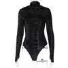 Casual Dresses Hirigin Bling Glitter Women Long Sleeve Turtleneck Bodysuit Skinny Sexy Streetwear Party Club Festival 2022 Autumn Winter Bod