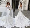 Meerjungfrau Brautkleider Cloak Zwei tragen Fischschwanzschwanz schwimmend Garn Rückenfreies sexy Spitzenpaket Hip Wed Kleid Vestido de Novia