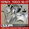 Carenature per stampi ad iniezione per HONDA Blackbird CBR1100 Argento nuovo CBR 1100XX 1100 XX CC 96-07 114No.100 CBR1100XX 96 97 98 99 00 01 02 03 04 05 06 07 1100CC 1996 2007 Corpo