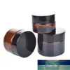 1PC Amber Glass Jar/ Bottle Black PE Lid Face/Hand Cream Mask Lotion Gel Powder Pots Refill Container Cosmetic Skincare Storage