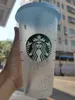 Mermaid Goddess 24oz/710ml Plastic Mugs Tumbler Reusable Clear Drinking Flat Bottom Pillar Shape Lid Straw Cups mug