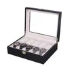 Titta på lådor Fall 6/10/12 Slots träglåda Arrangör Black Gift Fall med glasfönster Mens Holder Collection BoxWatch Hele22