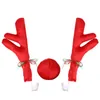 Decoraciones interiores Christmas Elk Antlers Nose Vehicle Costume Set Rudolf Red Reindeer Moose Decoración navideña para coche Camión UniversalInterio