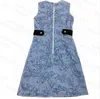 Basic & Casual Dresses Designer Fashion Denim Summer Sleeveless Dress Classic Flora Embroidery Ladies 3 Sizes Girls Skirts Apparel X77D