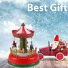 Dekorativa föremål Figurer Illuminerad Village Collection Carnival Animated Ferris Wheel Christmas Scene Home Desk Decoration Displays L