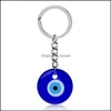 Key Rings Jewelry Turkish Evil Blue Eye Keychain Car Ring Amet Lucky Charm Hanging Pendant Jewerly Drop Delivery Jjc5W