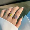 luxurious designer rings for woman 925 sterling silver eternal love gold ring square heart yellow pink zirconia engagement wedding diamond womens jewelry gift box