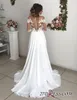 2022 Designer Bohemian Blush Pink Billiga plus storlek En linje Bröllopsklänningar Lace Appliced ​​Wedding Dress Brudklänningar Vestidos de Novia B0629