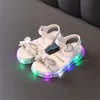 Light Up filles sandales bébé été arc enfants chaussures enfants fond mou lumineux sandale 220525
