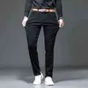 Jean Slim noir pour hommes, pantalon Long de loisirs de haute qualité, marque de mode pour jeunes, diffusion en direct polyvalente, automne et hiver