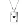 Lucky Ace of Spades Heren Ketting Zilveren Kleur Toon Poker Hanger Voor Mannelijke Roestvrijstalen Casino Fortune Speelkaarten
