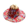 Brede rand hoeden bamboe opvouwbare handventilator zon hoed vrouwen sunhat met 2 in 1 Chinese stijl frame bloemen geprintwide oliv22