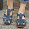 Sandals Summer Women Soft Sole Baotou Wedges Shoes Hollow Out Non Slip Pu Leather Platform Gladiator ShoesSandals