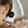 Crystal Windmill Earrings Rotating Wind Leaf Ear Studs Double Snowflake Earring Temperament Women's Party Ear Jewelry
