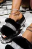 Slippers Luxury Designer Women Fur Rhinestone Platform Wedges Heel Solid Fluffy Furry Slides Outside Sexy Shoes Ladies Whosale 220329