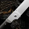 R7261 Coltello chiudibile tattico 14C28N Lama a goccia satinata Legno di noce con manico in acciaio inossidabile Coltelli da tasca per esterni