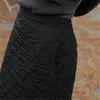 Эластичная высокая талия черный хлопок стеганый юбка алмазные клетчатые карманы прямые Sukienka осень зима сплошной цвет повседневная мама SAIA 220317