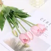 Decorative Flowers & Wreaths Luxury Silicone Real Touch Tulips Bouquet 5 Heads Stems Artificial Living Room Decoration Flores ArtificialesDe