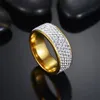 Wedding Rings Hip Hop Iced Out Full CZ Bling For Women Men Gold Color Stainless Steel Lovers Couple Fashion Jewelry 2022Wedding