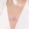 Deux vêtements trèfle à quatre feuilles 4 coeur d'amour S925 Sterling Sier glacé zircon cubique aimant pendentif collier pour fille