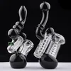 high-qualit IN STOCK Black White water pipe Hookahs Glass bubbler smoking heady dab rigs blue smoking tools dry herb holder