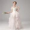 Burgundy Flower Girl Sukienki 2022 Pierwsze sukienki Komunii Świętej dla dziewcząt suknia balowa sukienka dla dzieci