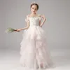 Burgundy Flower Girl Dresses 2022 First Holy Communion Dresses For Girls Ball Gown Wedding Party Dress Kids Evening Prom Dress