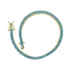 3 mm turquoise stenen verharde tennisketen armband met goud verguld voor vrouwelijke dame punkstijlen hiphop sieraden groothandel